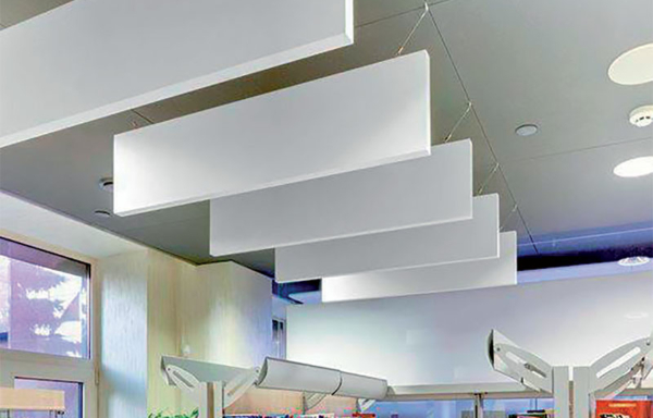 Acoustic lighting fixtures and baffles